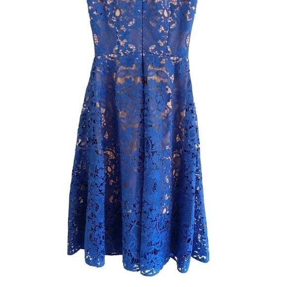 Dress The Population NWT Sleeveless Blue Lace Fit & Flare Midi Dress XS - Picture 5 of 10
